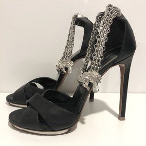 Roberto Cavalli Dragon Head Chain Sandals